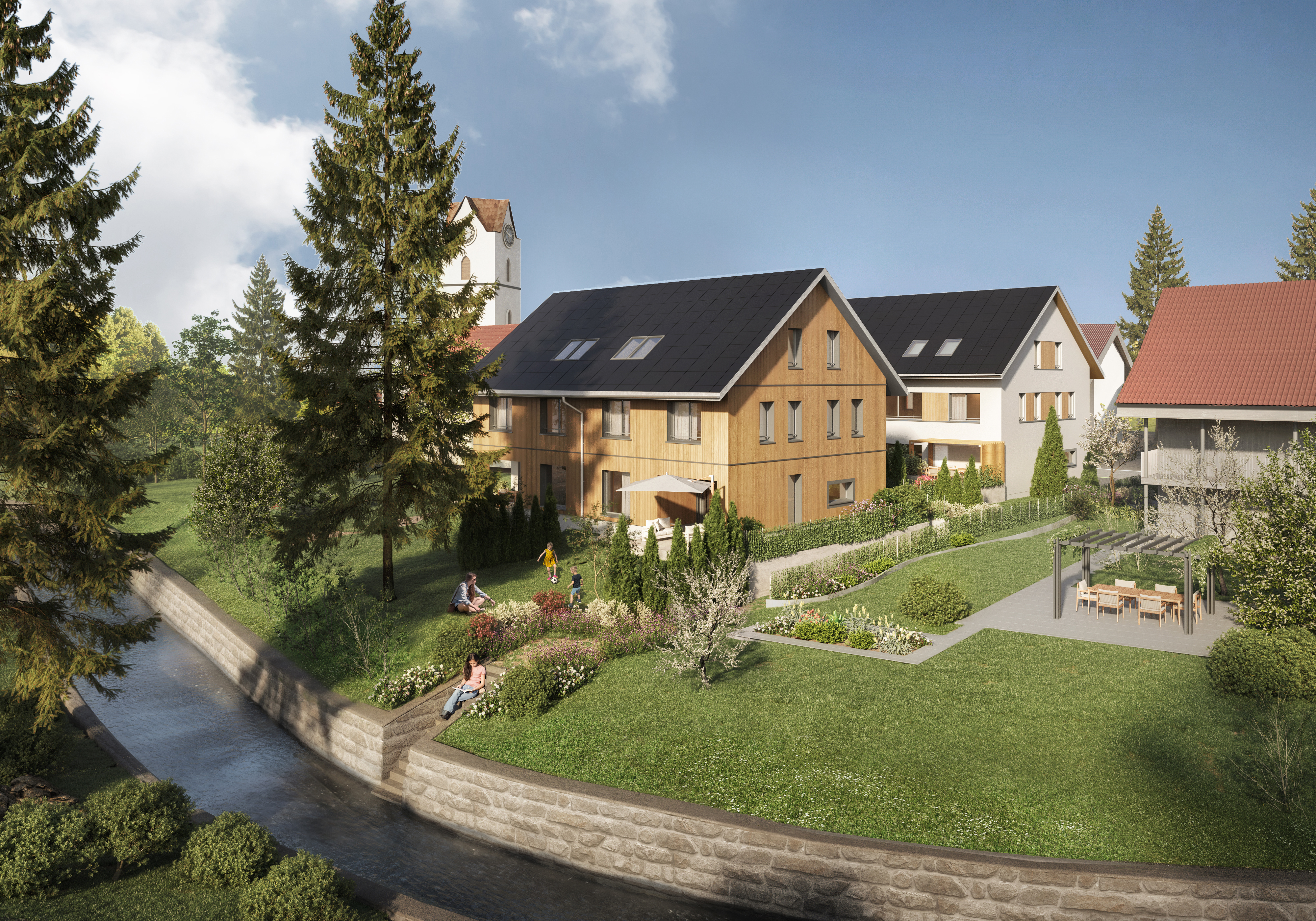 Vier Goldstückli am Bach in Mönchaltorf